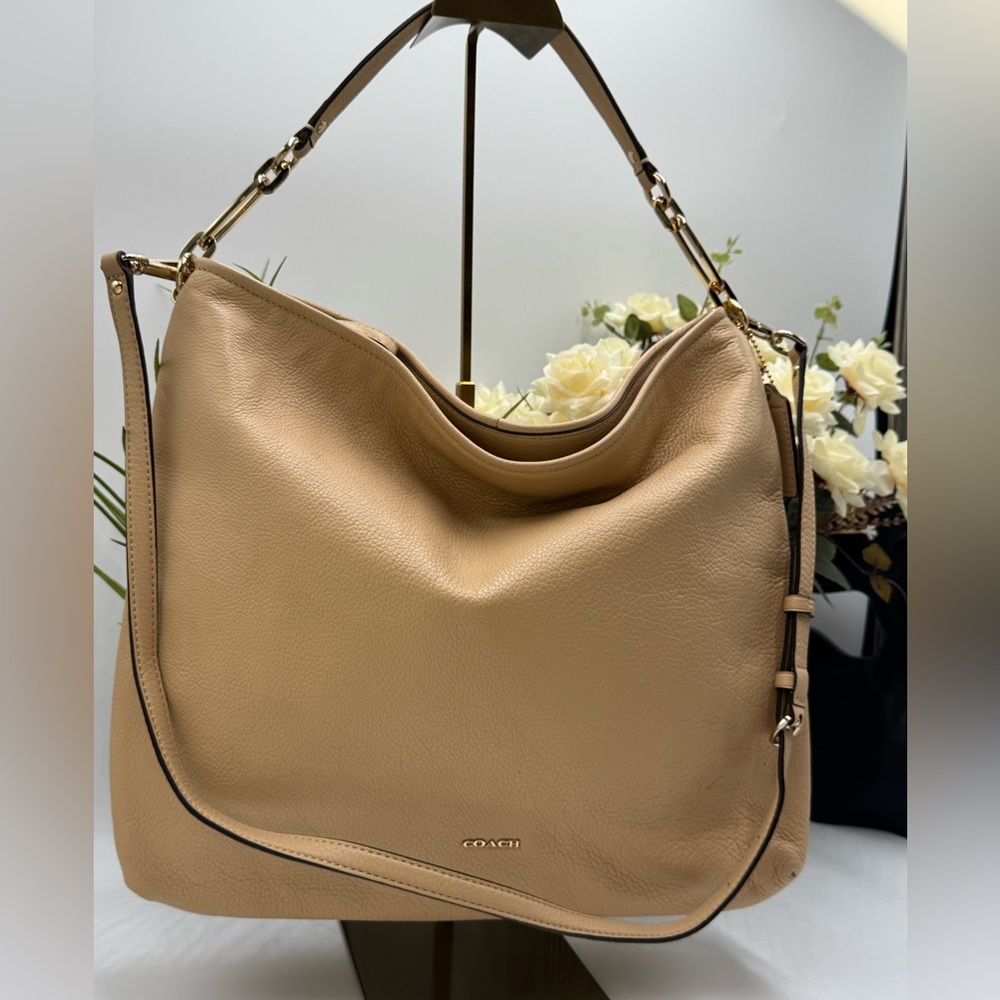Coach Madison Italian Pebbled Leather Hobo in a tan color 2013